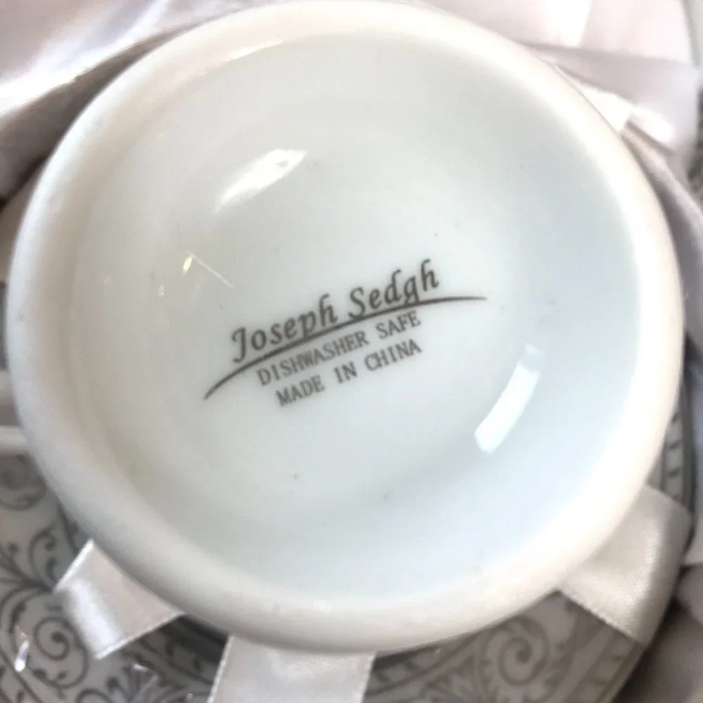 JOSEPH SEDGH Tea Espresso cups & Saucers Fine Porcelain Set 6 Tableware NWOT